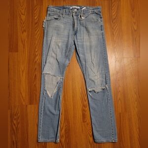 Calvin Klein Mens Embroidered Slim Fit Jeans 32x32 FLAWED Light Wash W/ Red Bull